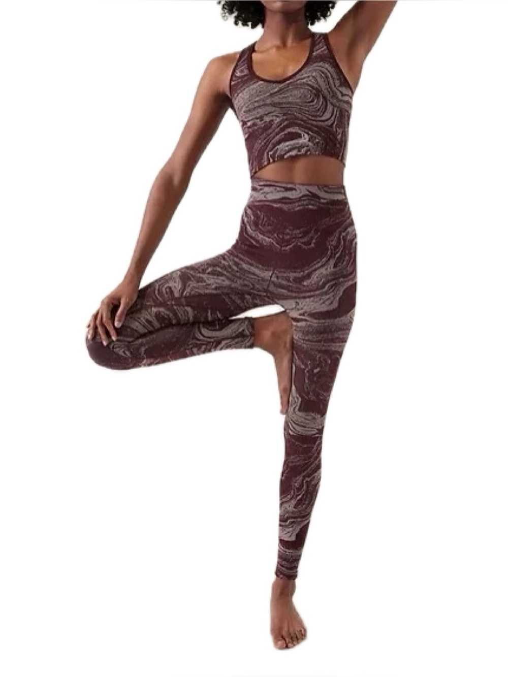 Athleta Aurora Seamless Shine Tank and Leggings Set in Spiced Cabernet